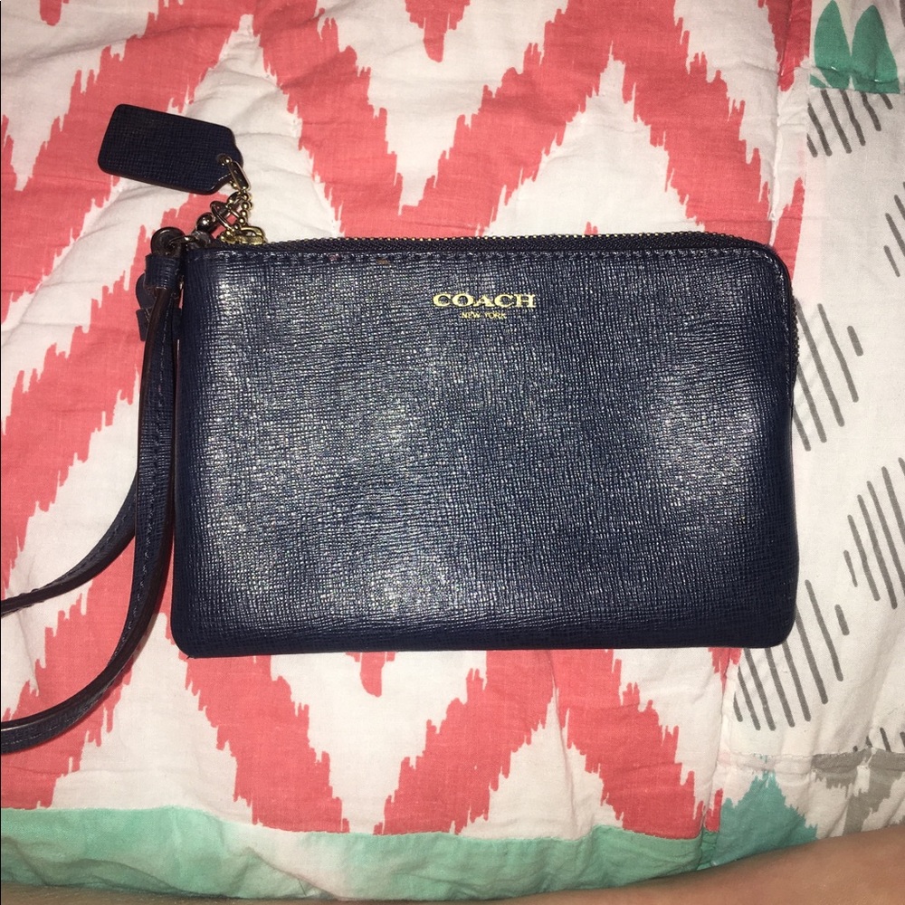 Blue coach wristlet